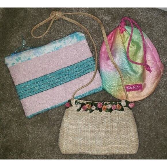 Tree Hut Colorful Pouch, Strawbag Floral Purse & Soft Pouch Zip-Up Set Of 3 - Picture 1 of 12